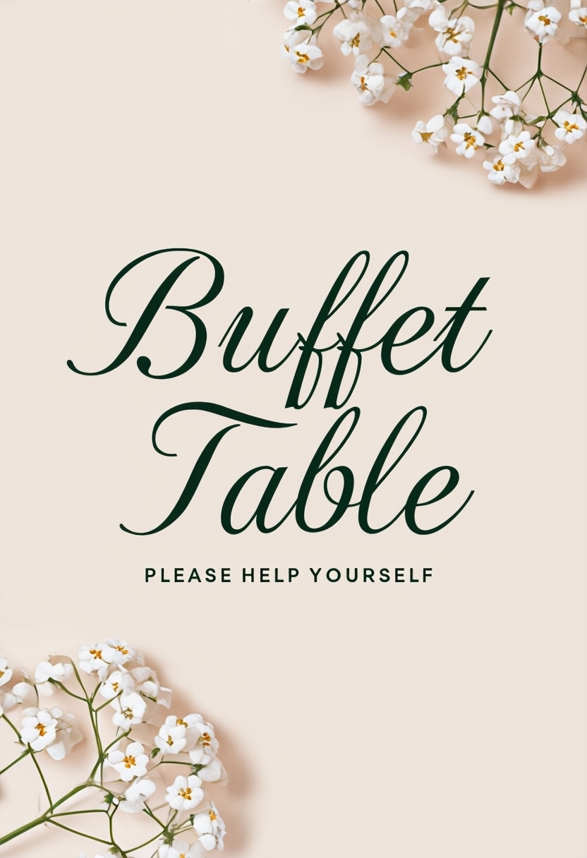 Elegant Buffet Table Sign with Floral Accents for Events