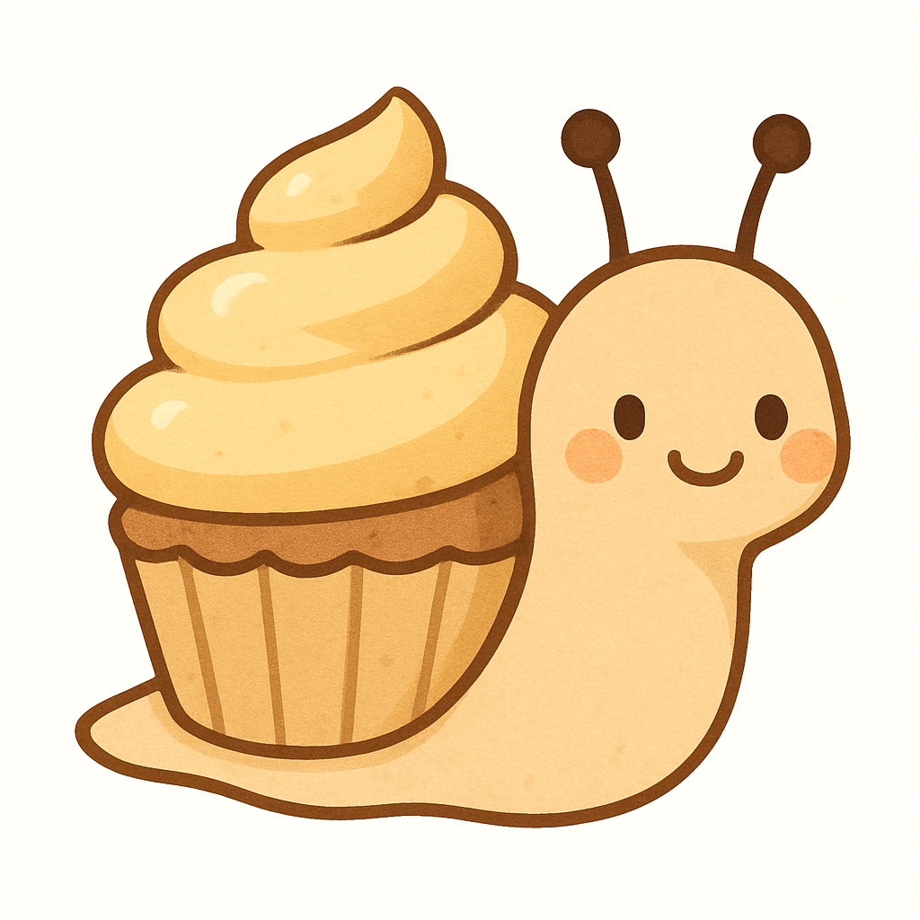 Cute Cartoon Snail Cupcake Character Illustration Sticker