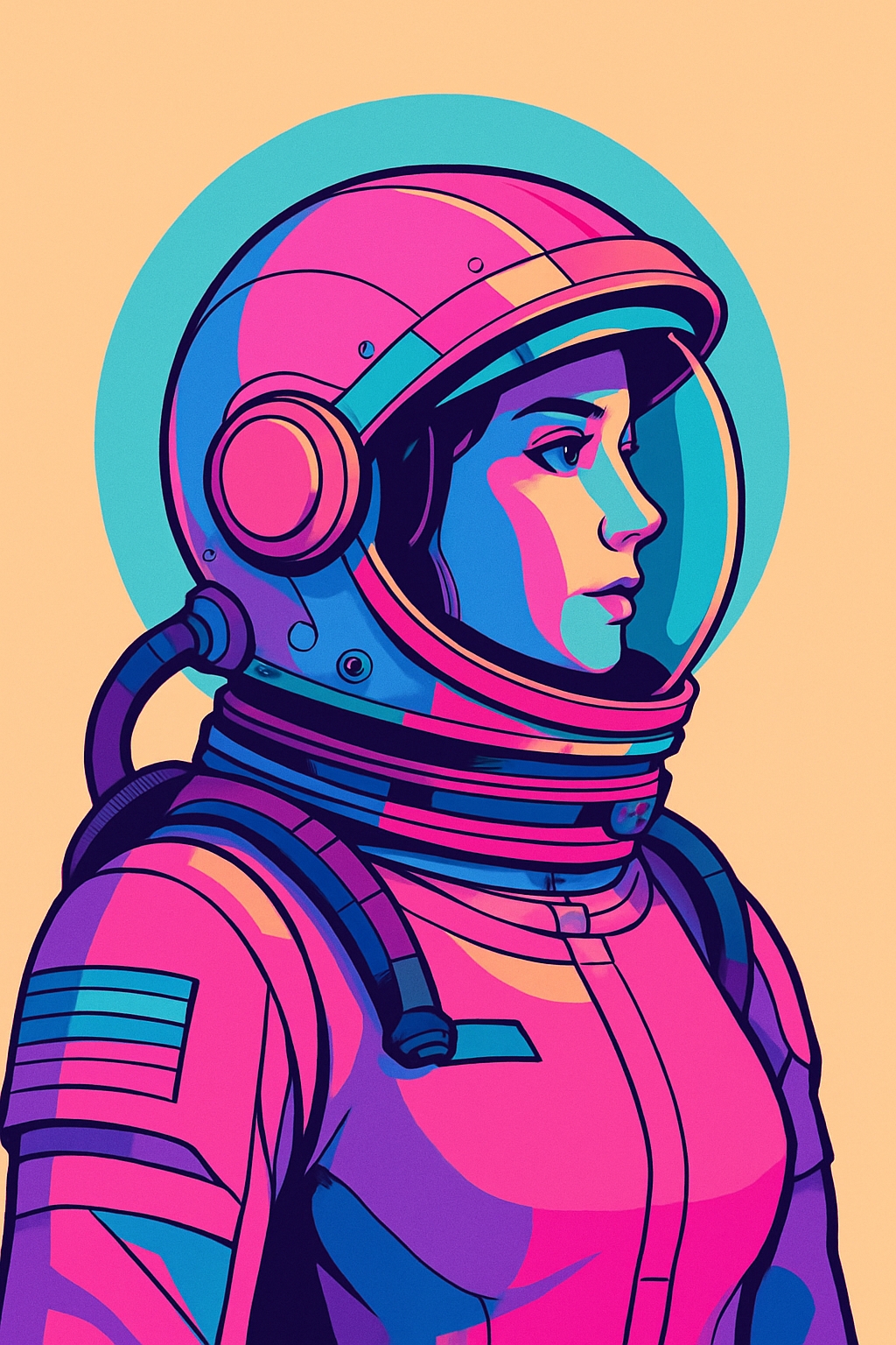 Vibrant Neon Astronaut Pop-Art Illustration Phone Case Cover