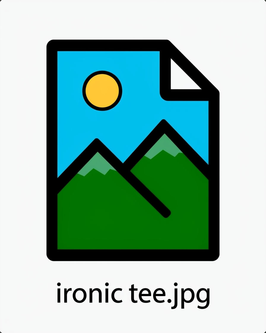 Ironic Tee Document Icon with Mountain Design T-Shirt