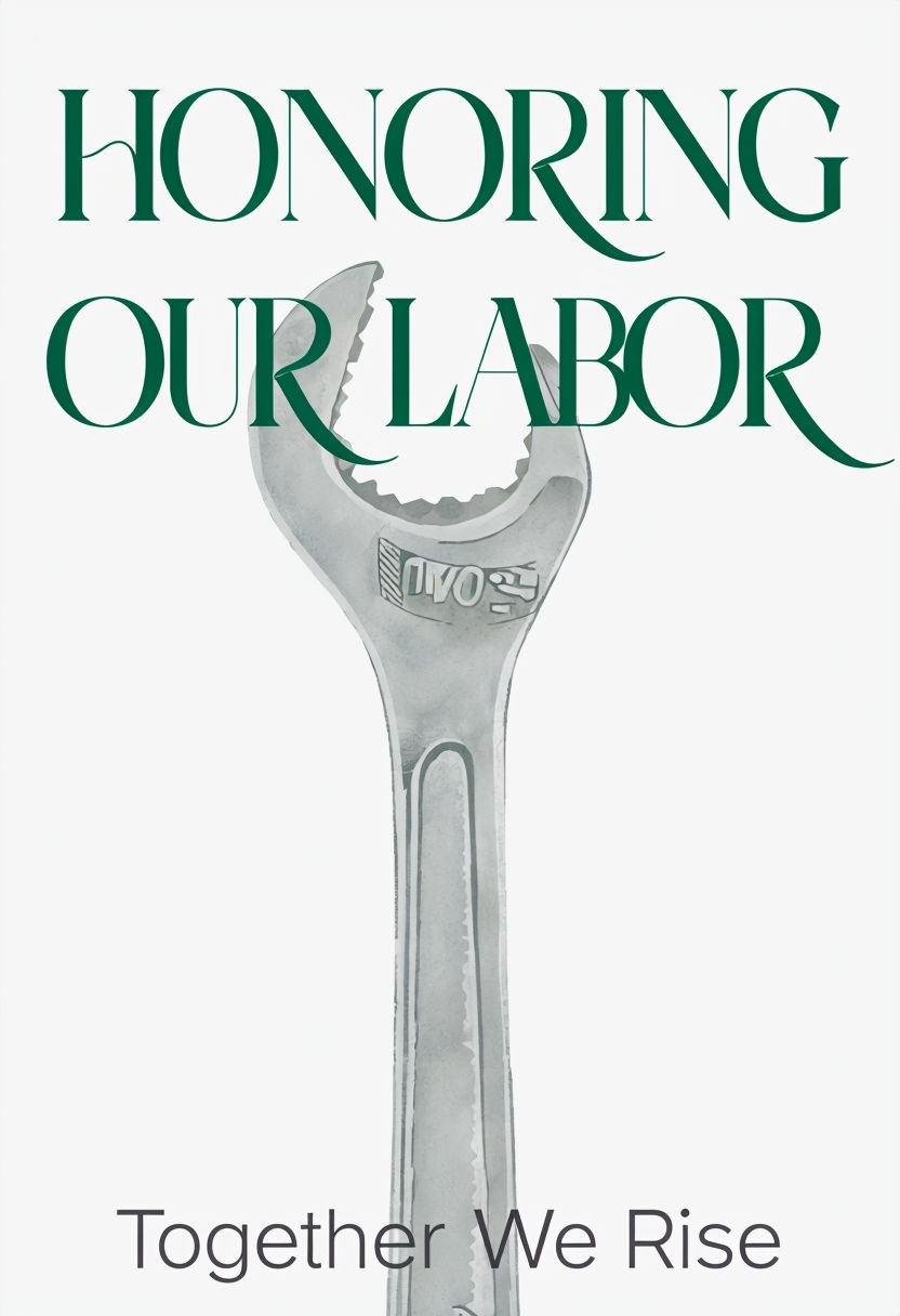 Chic Vintage Wrench Poster Honoring Our Labor Together We Rise