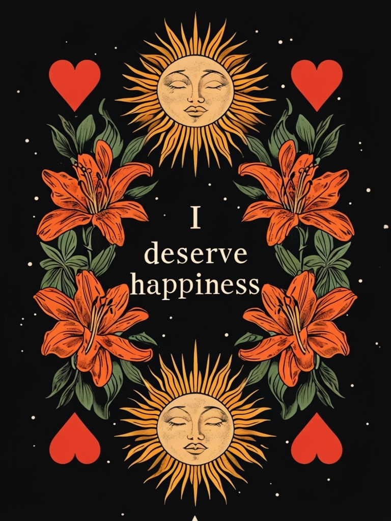 "I Deserve Happiness Decorative Ace of Hearts Design Poster"