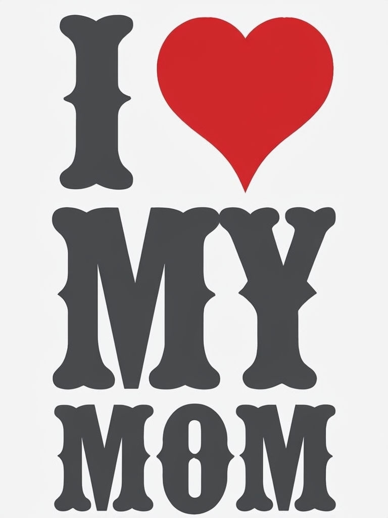 I Love My Mom Vintage Text T-Shirt