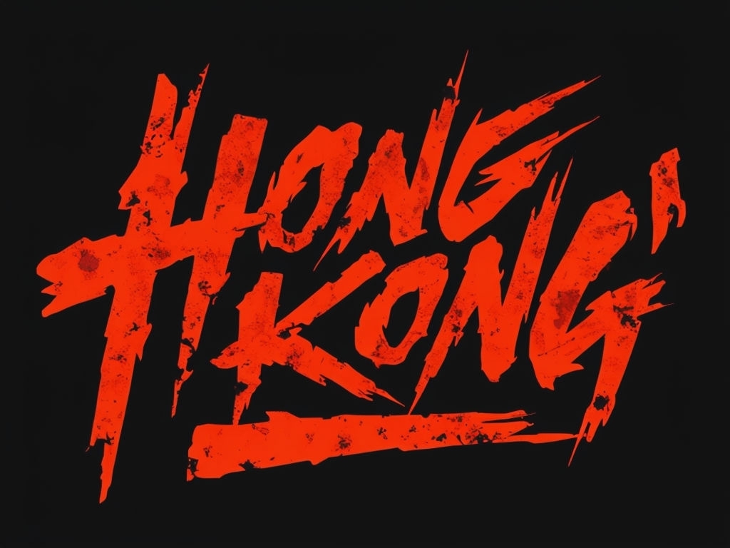 Bold Red-Orange Hong Kong Graphic Design T-Shirt