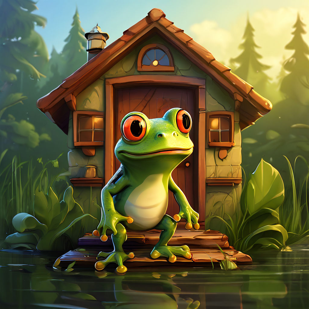 Cartoon frog leaving his house by Joshua Nodong - Playground