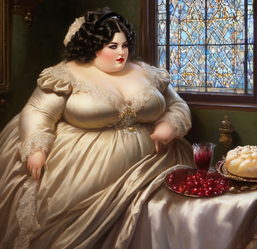 a painting of a fat woman