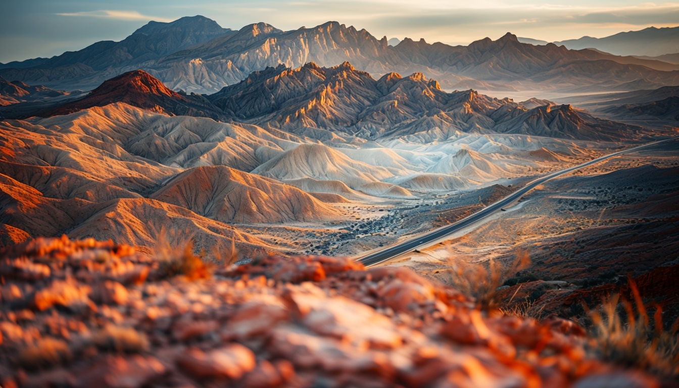 Majestic Desert Landscape at Sunrise or Sunset Virtual Background