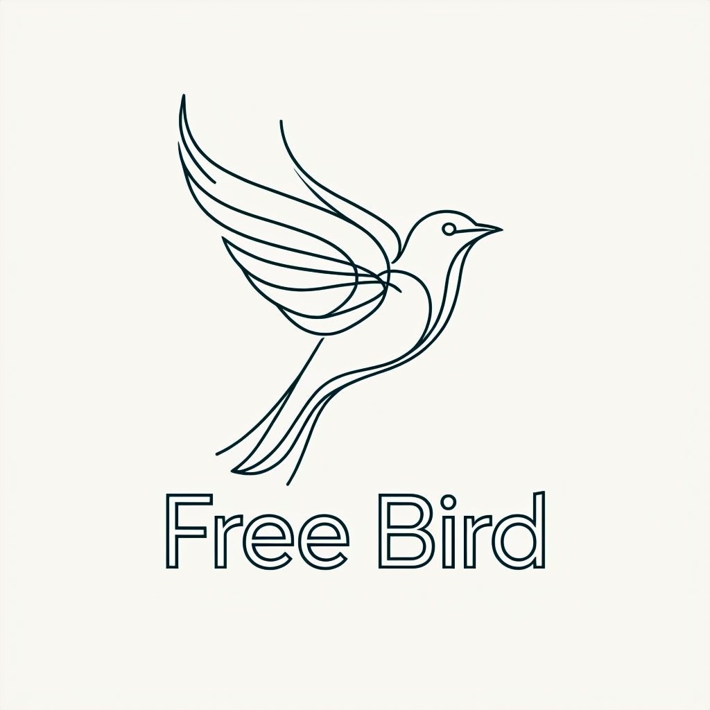 Elegant Minimalist Free Bird Logo Design - Playground