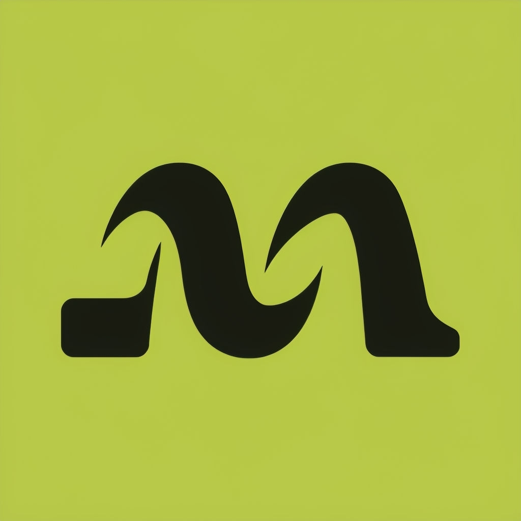 Bold Black 'M' Minimalist Logo on Lime Green Background