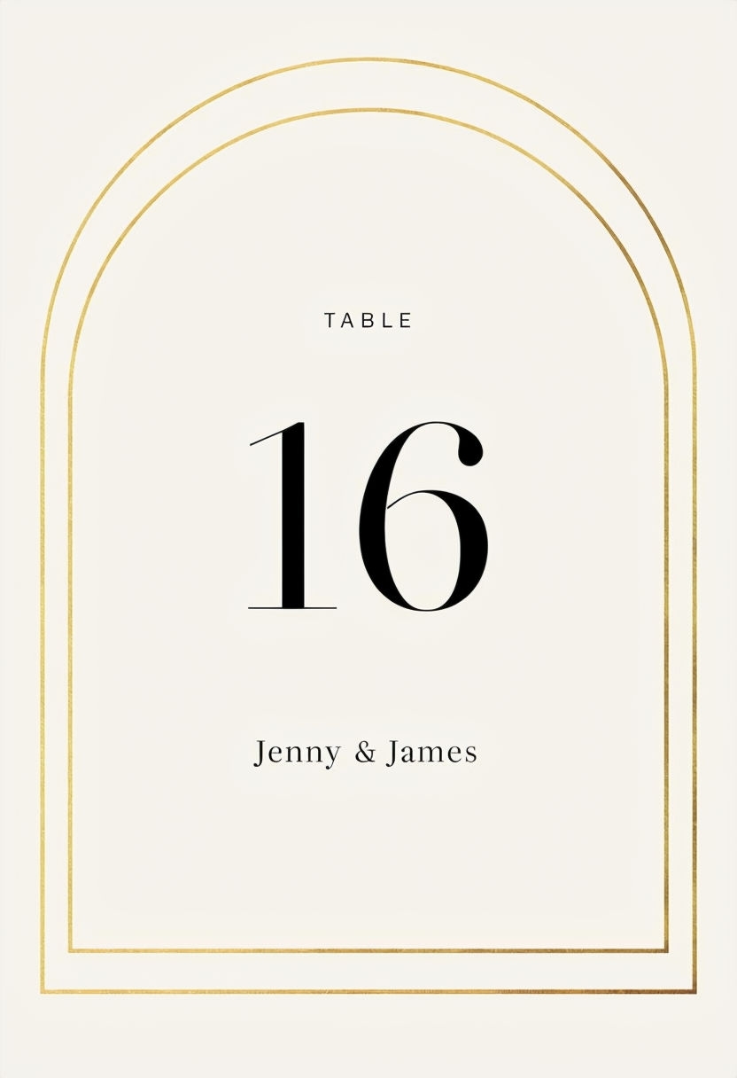 Elegant Minimalist Table Number Placard for Weddings Event Sign