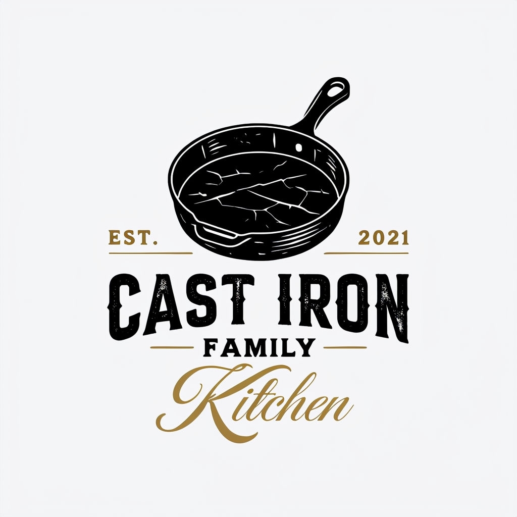 Rustic Minimalist Cast Iron Family Kitchen Logo Playground