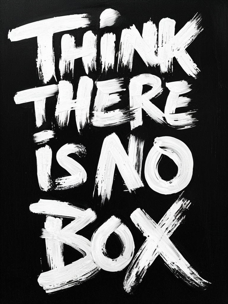 Bold Black and White Think There Is No Box Graphic Poster