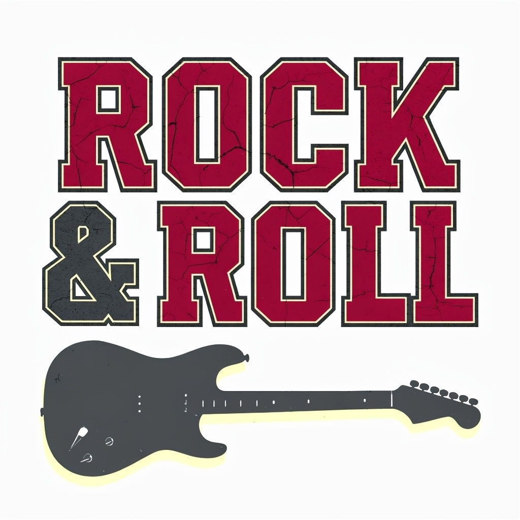 Rock & Roll Bold Graphic Design T-Shirt