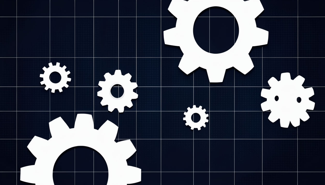 Modern White Gears on Dark Navy Background Virtual Backgrounds