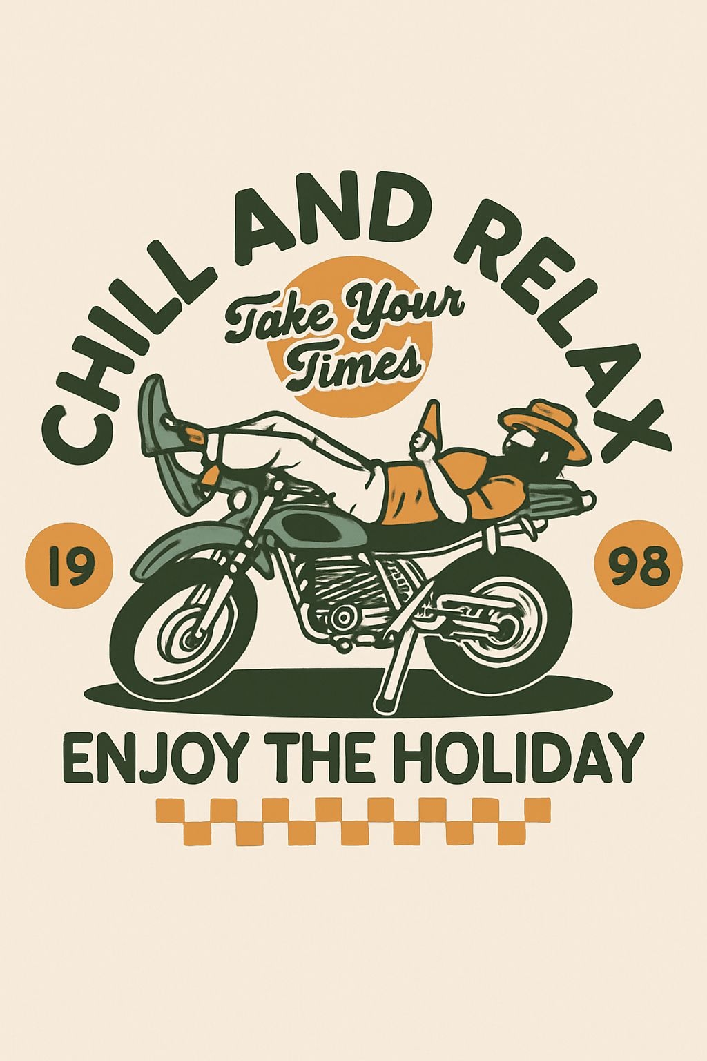 Vintage Chill and Relax Motorcycle Graphic T-Shirt