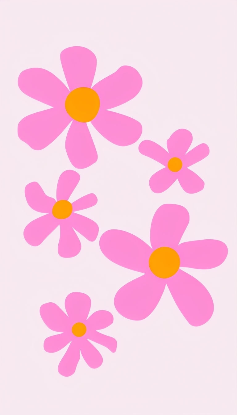Stylized Minimalist Flower Design on Light Pink Phone Case Cover