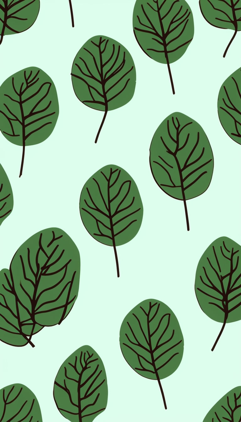 Stylized Green Leaf Pattern on Mint Background Phone Case Cover