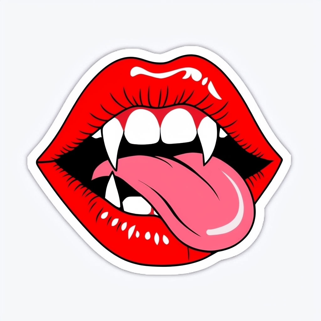 Vivid Glossy Red Lips Custom Die-Cut Sticker Design