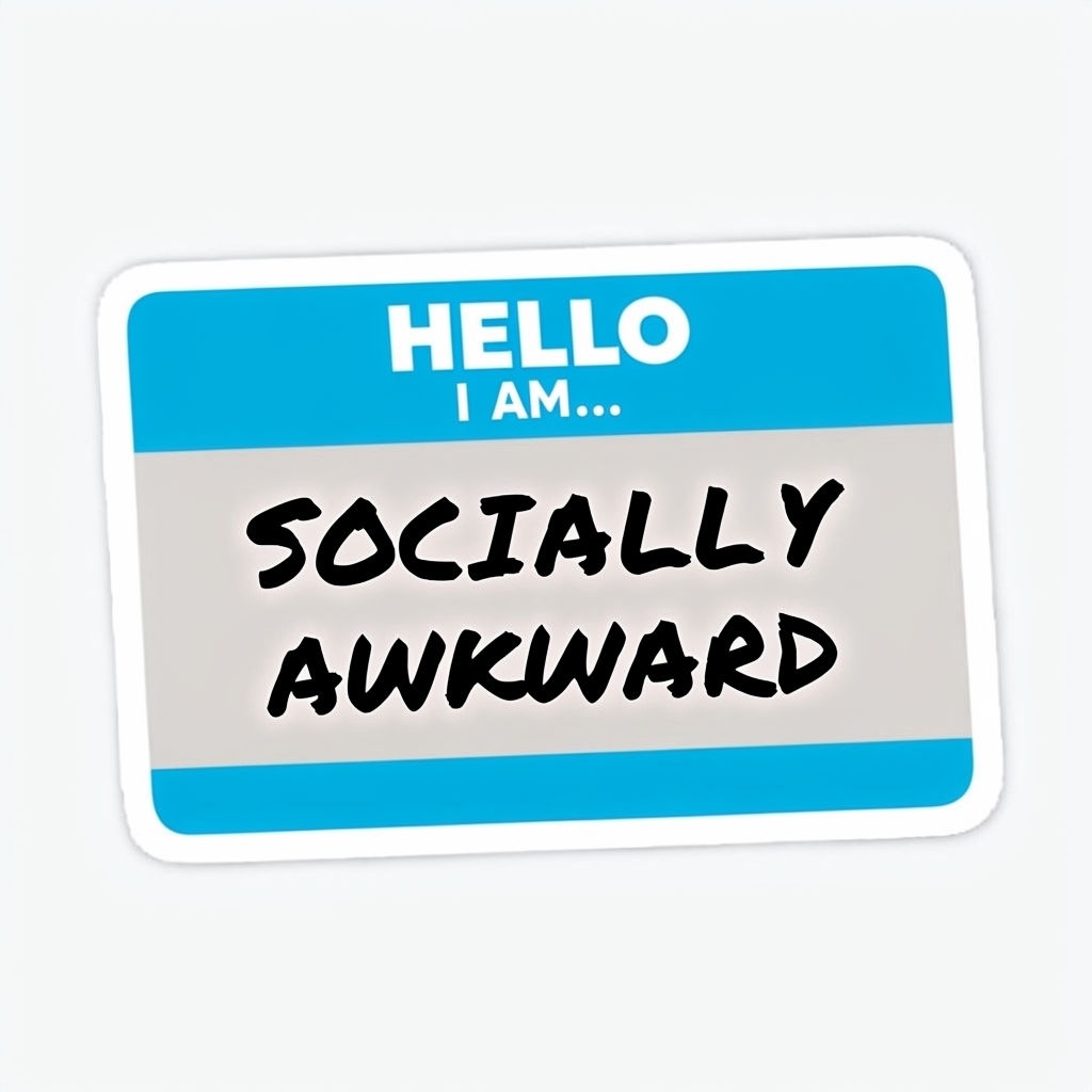 Hello I Am Socially Awkward Cartoon Name Tag Sticker