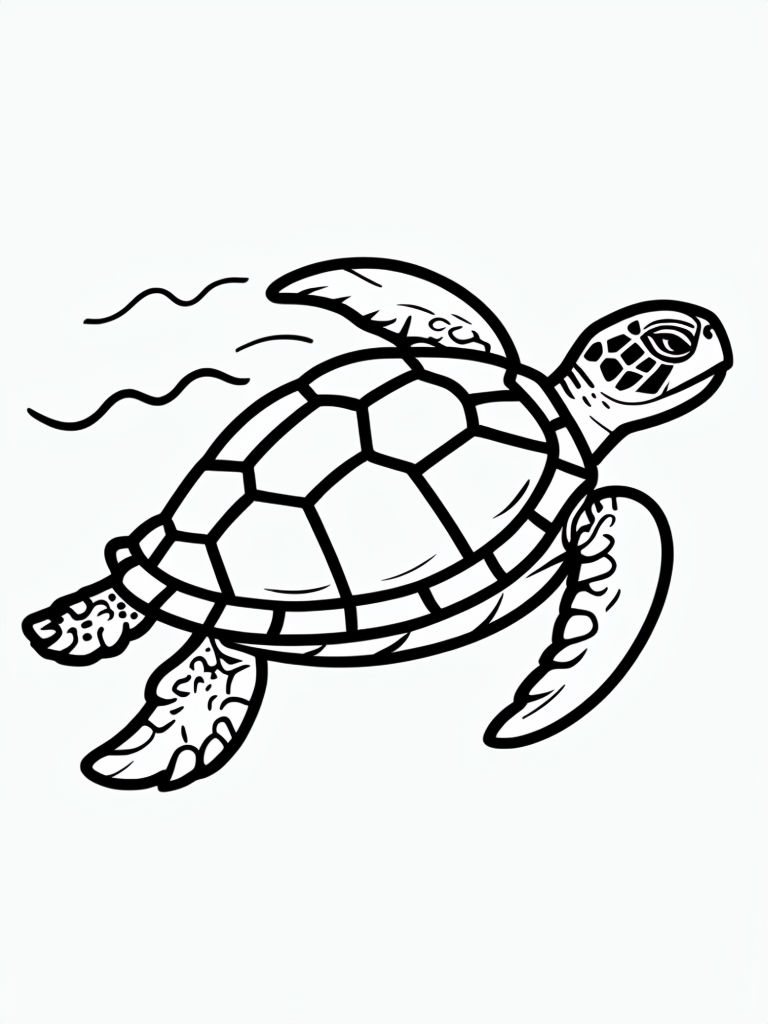 Minimalist Sea Turtle Line Art for Coloring Book Pages