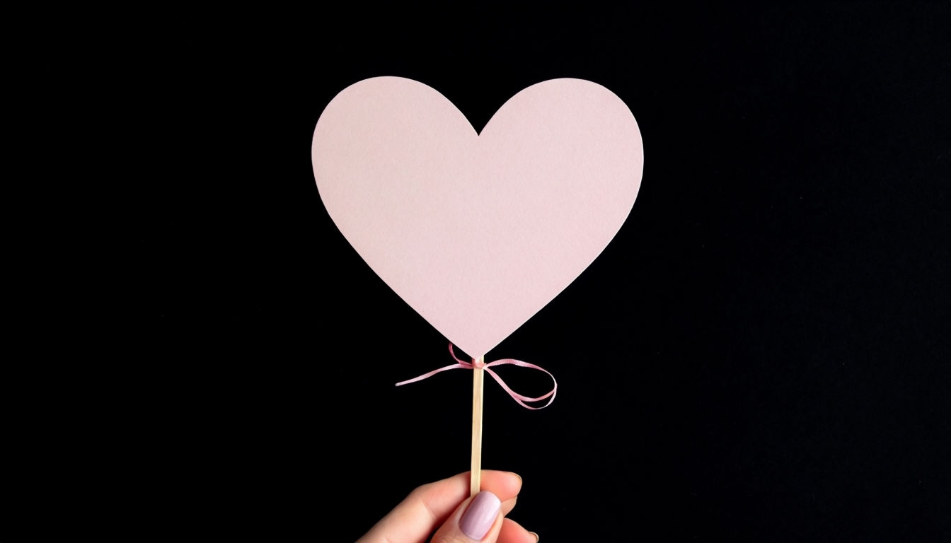 Minimalist Light Pink Heart on Stick with Elegant Background Virtual Background