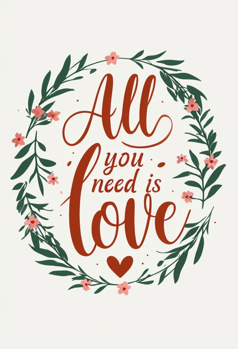 Inspirational 'All You Need Is Love' Typography Art Poster