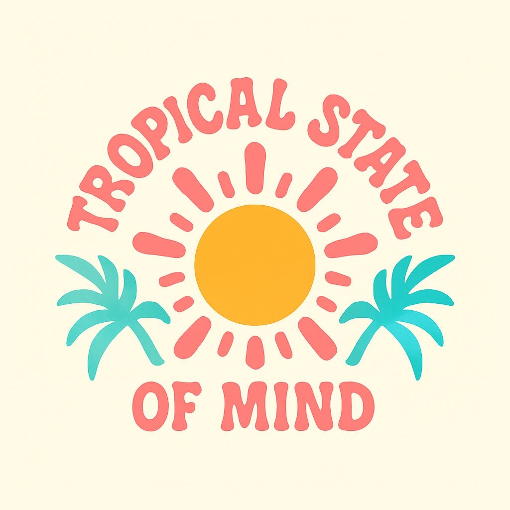 Tropical State of Mind Retro Sun and Palm Trees T-Shirt