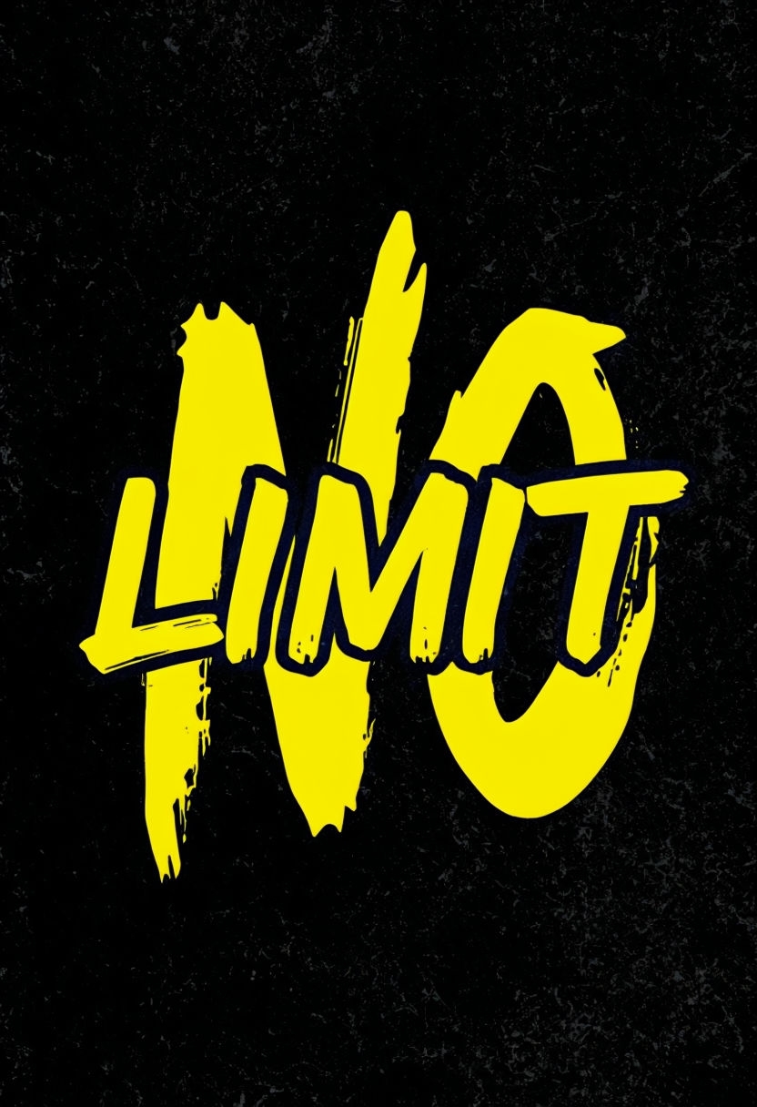 Bold Yellow NO LIMIT Graphic Design T-Shirt