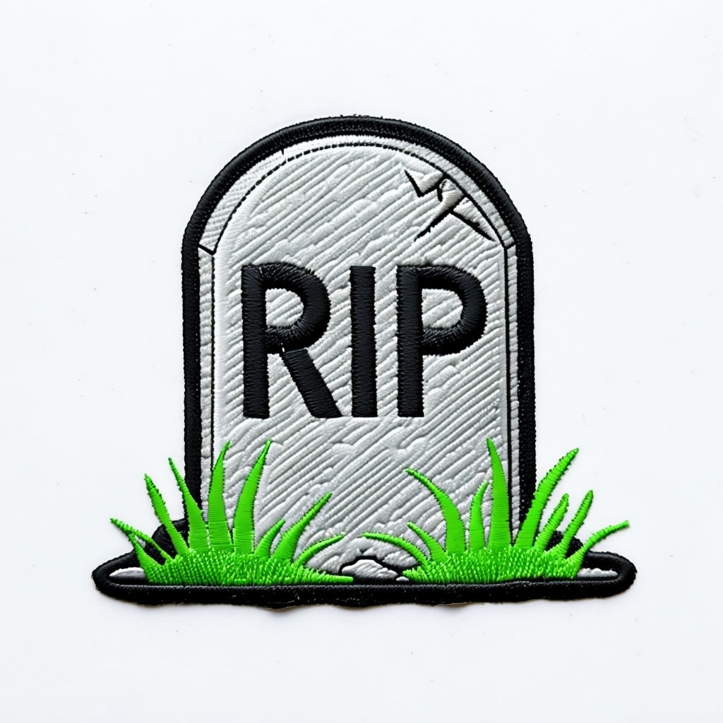 Whimsical RIP Gravestone Embroidered Patch for Hats