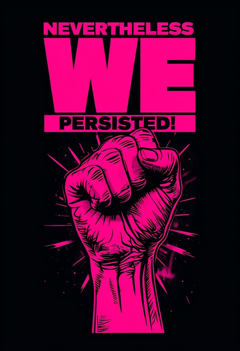 Bold Magenta Fist Graphic with Empowering Text T-Shirt