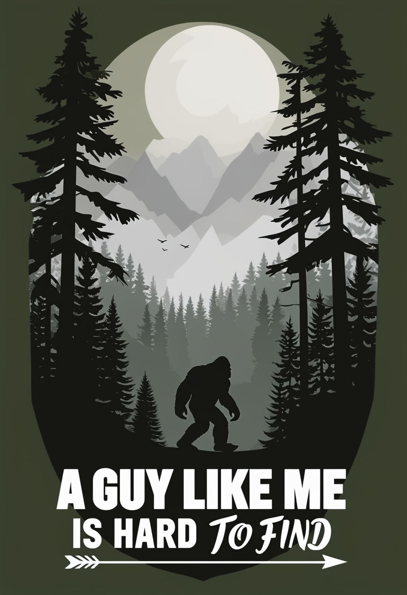 Mysterious Bigfoot Silhouette in Forest Scene T-Shirt
