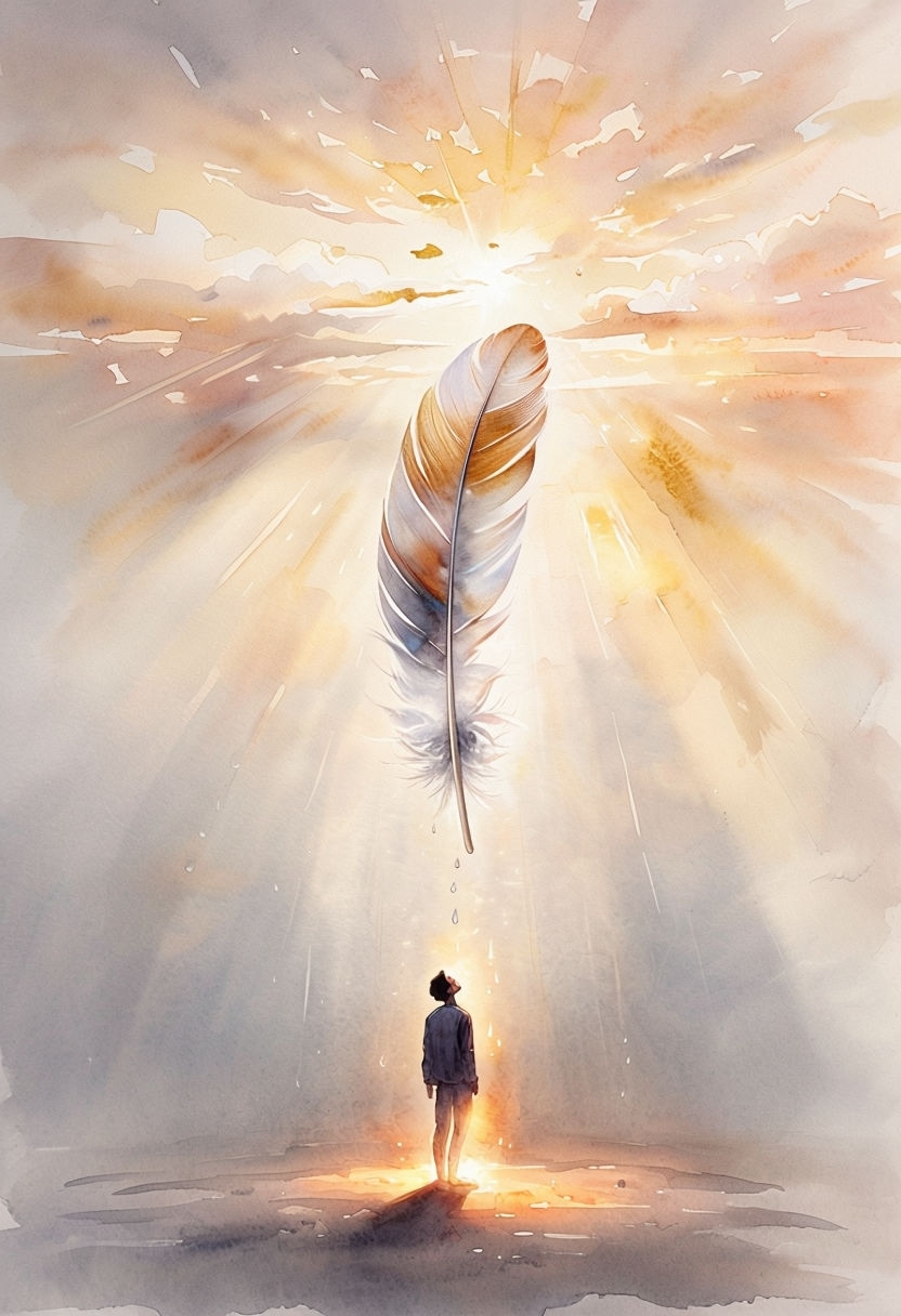 Ethereal Watercolor Feather Art Evoking Peace and Comfort