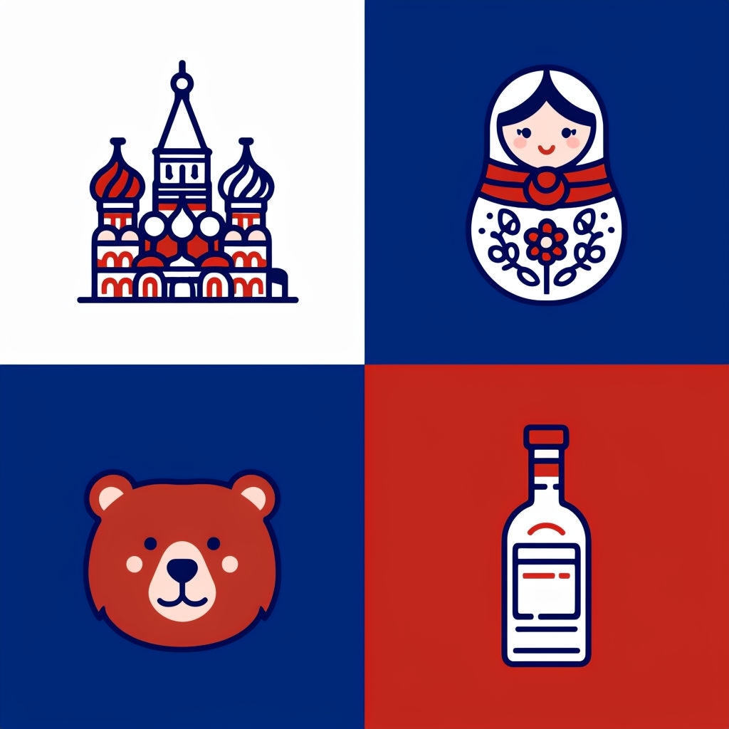 Cute Minimalist Russian Theme Seamless Pattern Design