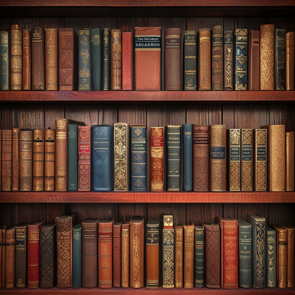 Vintage Antique Bookshelf Seamless Pattern Design