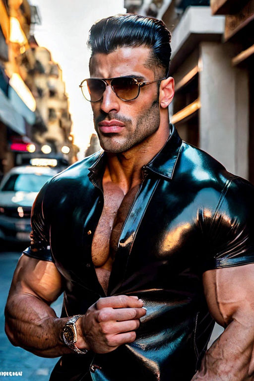 Hyper Masculine Porn - a tall hot handsome attractive extremely muscular hyper masculine very  slinky Lebanese bodybuilder gigachad porn star model acting in a erotic  thriller wearing a latex catsuit and latex gloves\