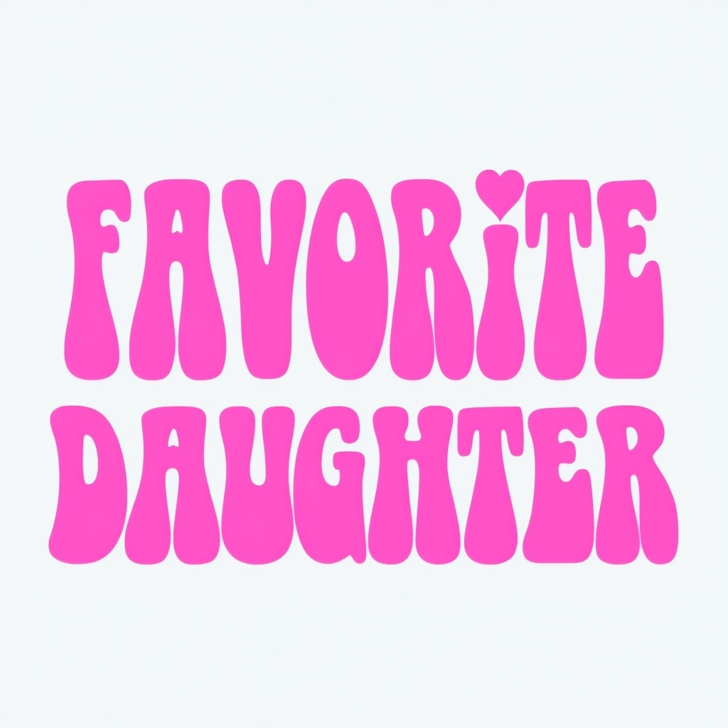 Cheerful Pink "Favorite Daughter" Retro Text Sticker for Hats