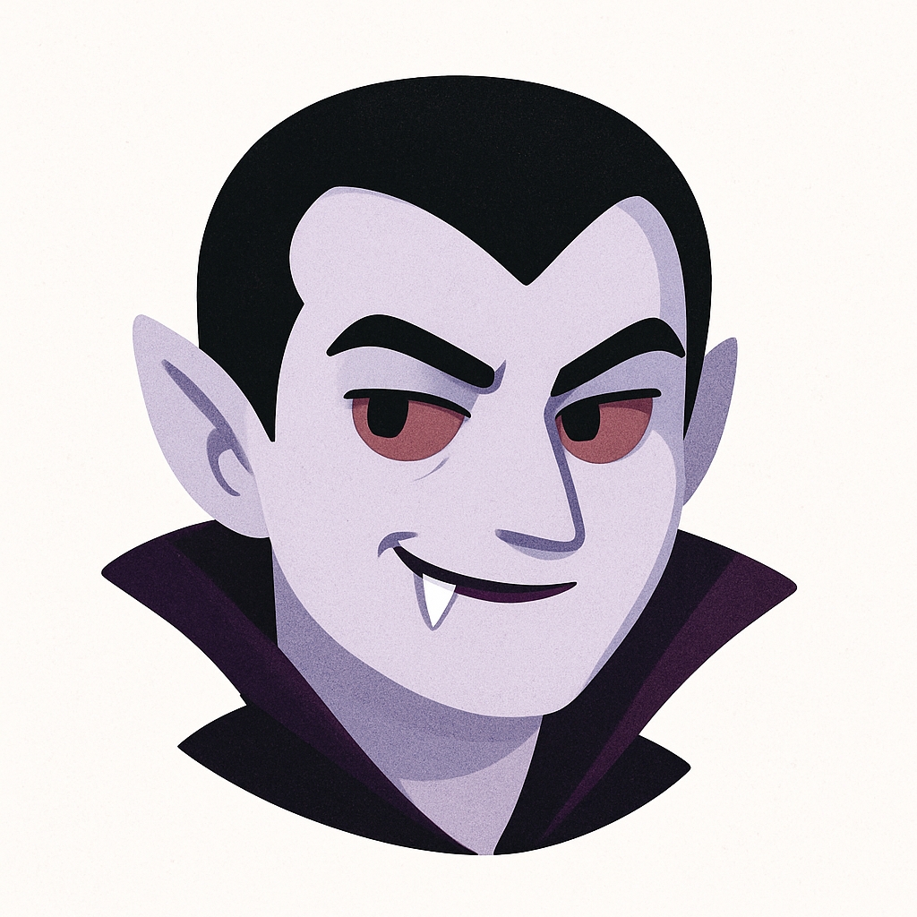 Eerie Cartoon Vampire Face Illustration Sticker