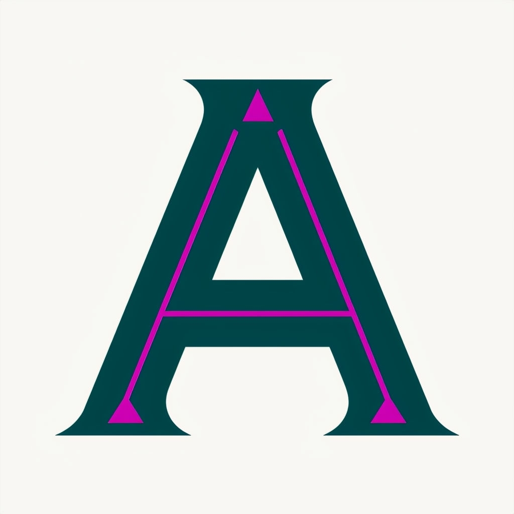 Modern Geometric Monogram 'A' Design with Teal and Magenta Elements Monogram