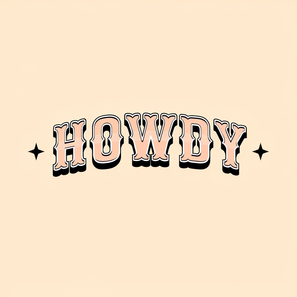 Vintage Western Howdy Typography with Stars Sticker