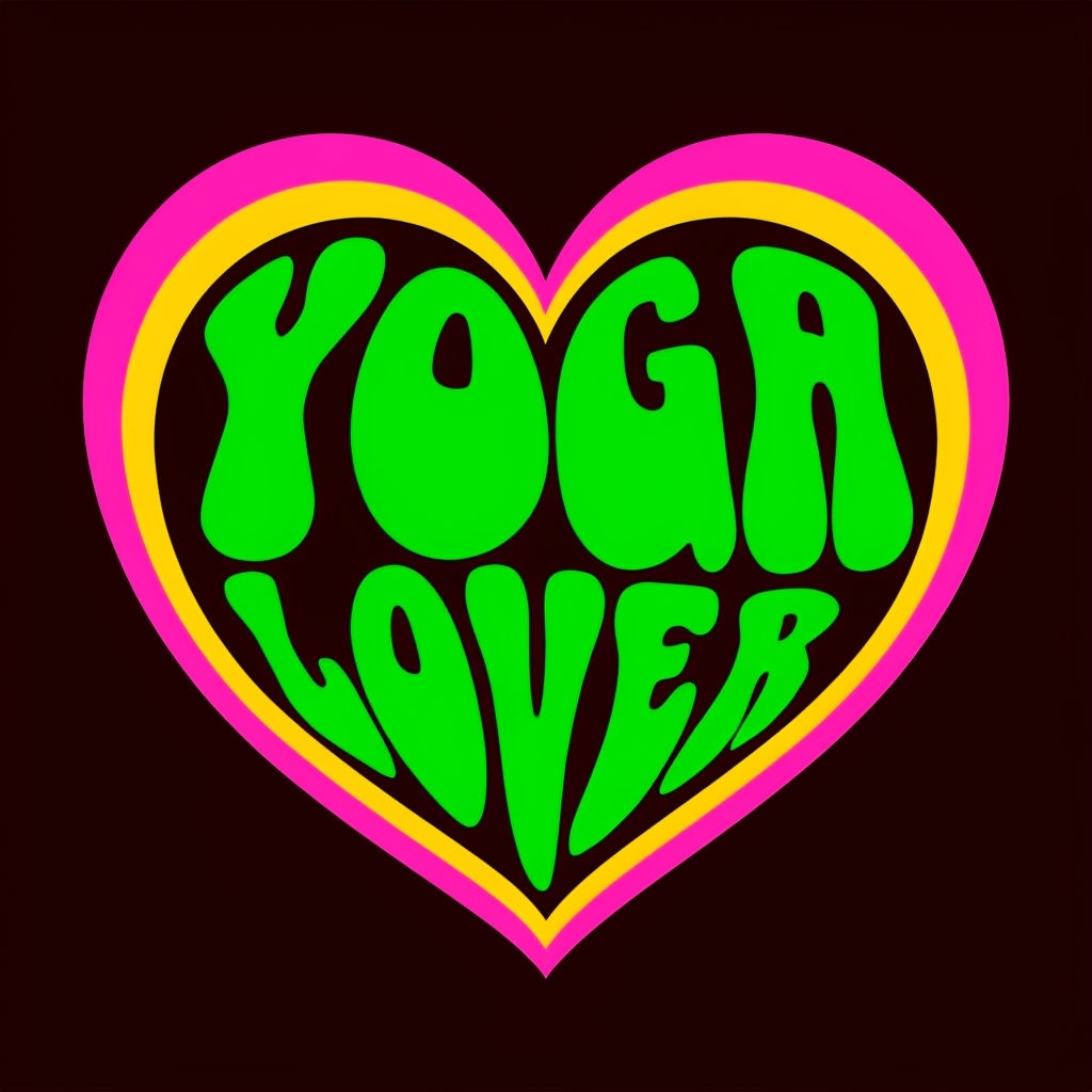 Heart-Shaped Yoga Lover Design with Retro Typography Sticker