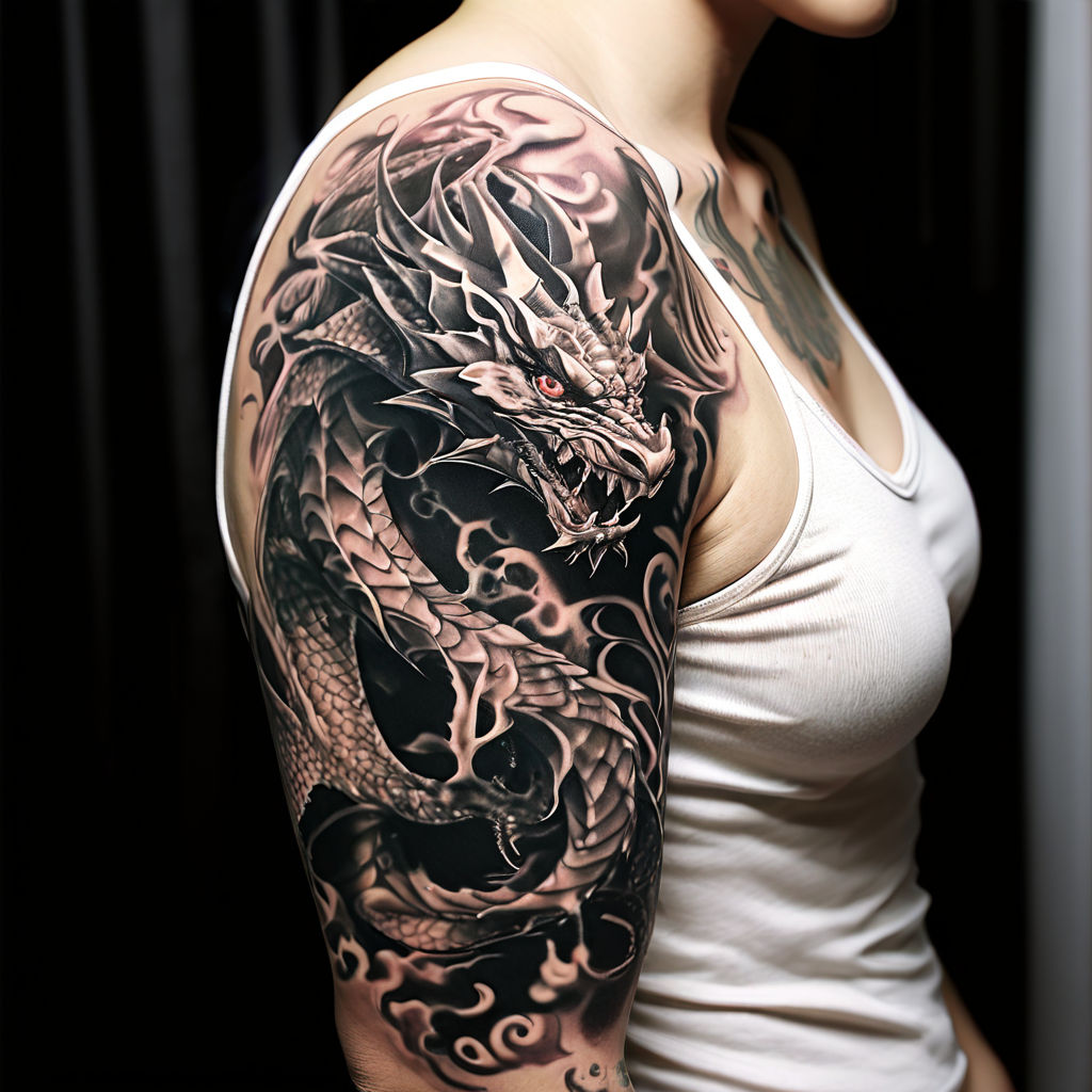 Dragon tattoo from belly to thigh by seve Villain - Playground