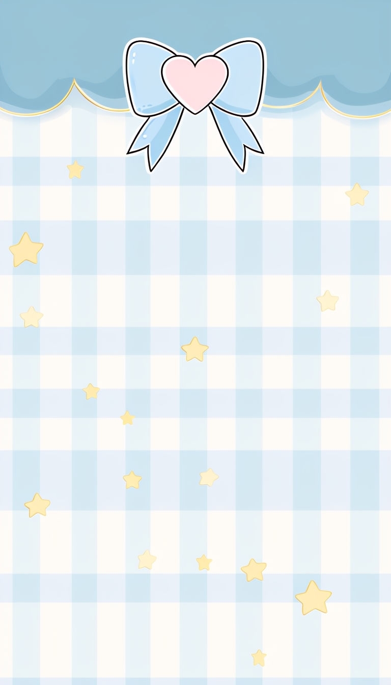 Pastel Themed Cute Bow and Stars Illustration Social Media Post