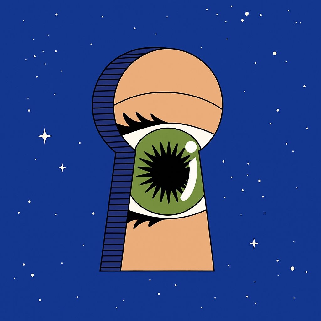 Surreal Keyhole Face with Cosmic Eye Pop Art T-Shirt