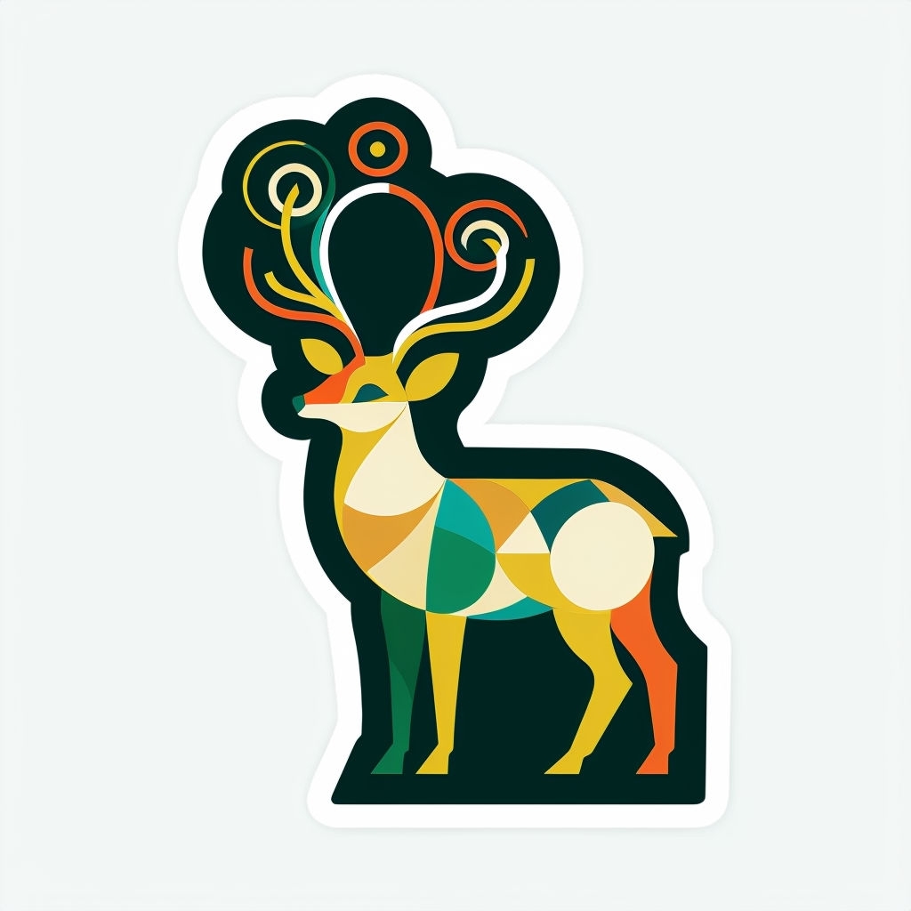 Abstract Geometric Deer Illustration Sticker