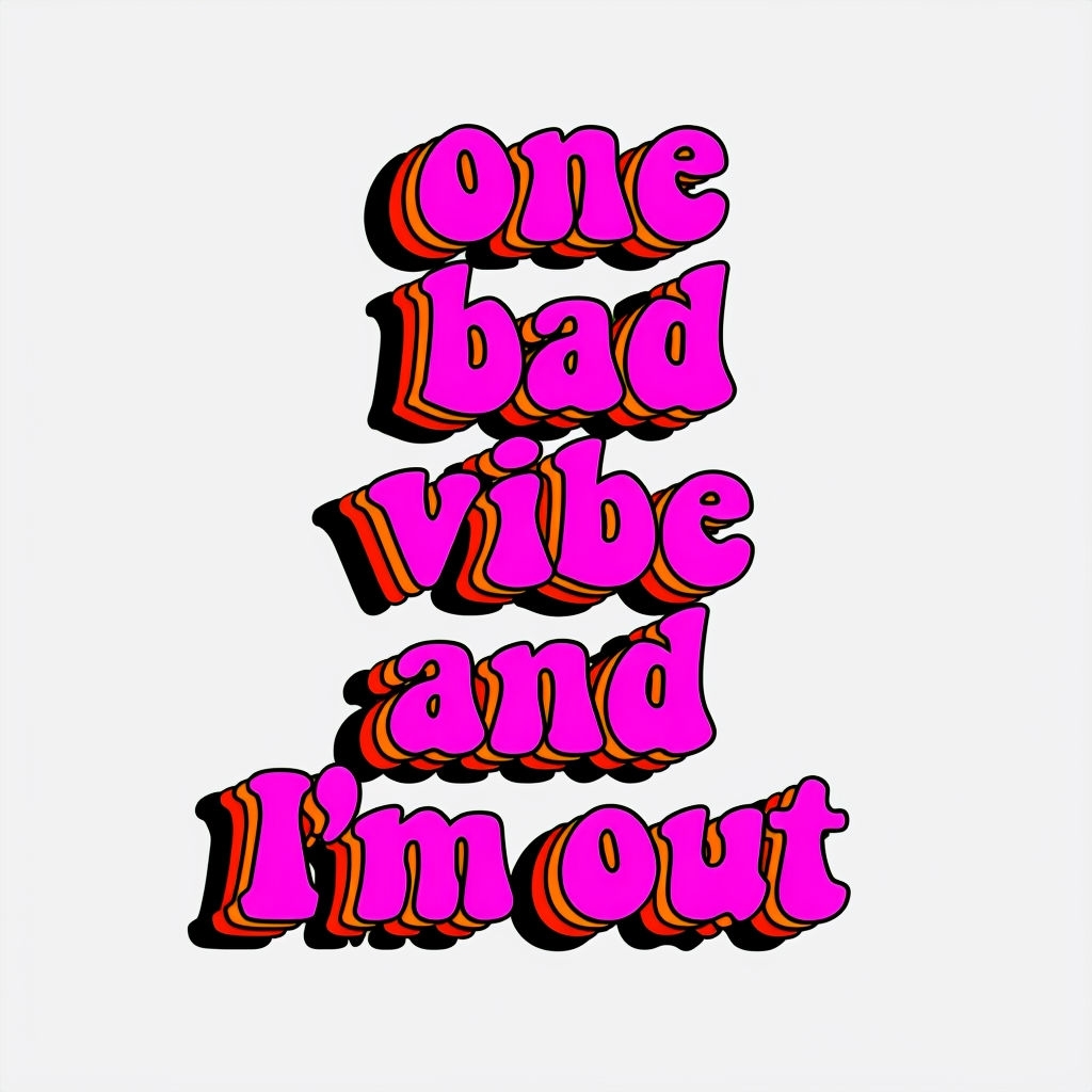 One Bad Vibe and I'm Out Retro Text Sticker