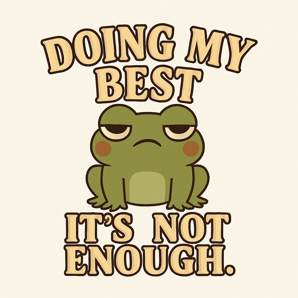 Cartoon Olive Green Frog with Motivational Text Sticker