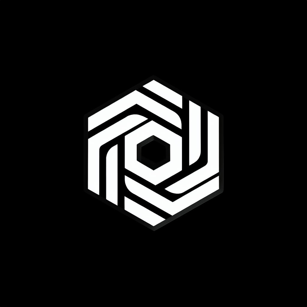 Modern Geometric Hexagon Logo on Black Background
