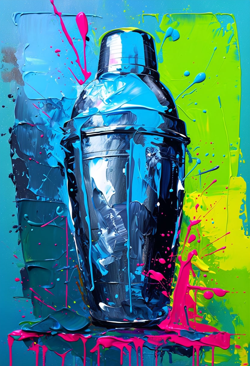Dynamic Abstract Cocktail Shaker Pop Art Painting Art