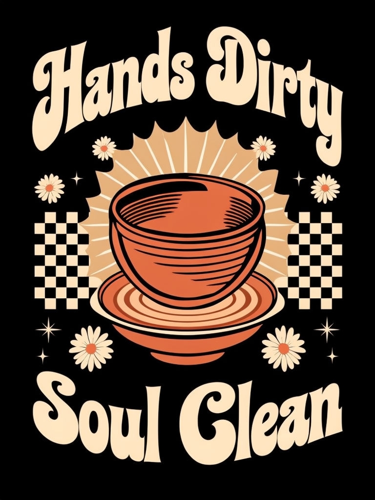 Retro Hands Dirty Soul Clean Graphic Design T-Shirt