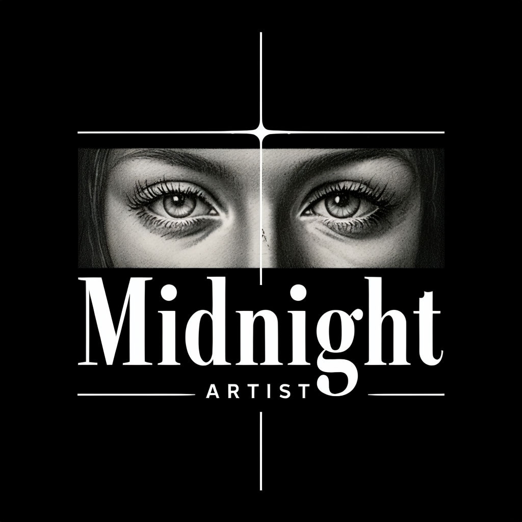 Midnight Surrealistic Eyes Minimalist Black and White Design Spotify Album Cover